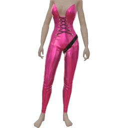 Delirious Pink Leather Corseted Jumpsuit
