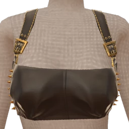 Delirious Black Leather Buckle Cropped Top