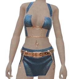 Delirious Blue Electric Glitter & Chains Co-Ord Set
