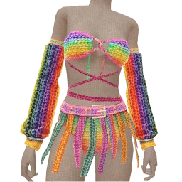 Delirious Rainbow Rhythm Crochet Mini Dress