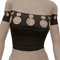 Delirious Black Leather Top With Cut Out Silver Ringlets