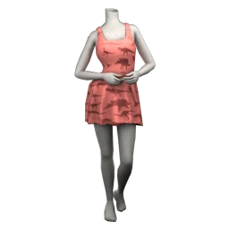 Foal Dino Print Dress- Coral