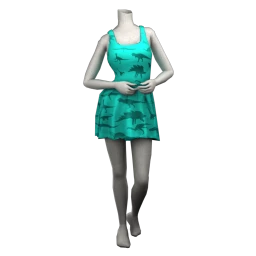 Foal Dino Print Dress - Turquoise