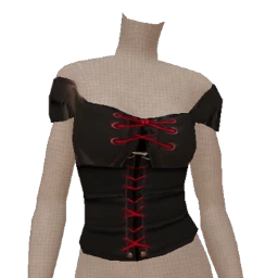 Delirious Black Leather Red Lace Up Top