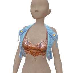 Drop Science Tropical Gemstone Crop Top With Denim Gilet