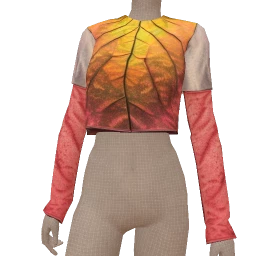 Cloud Nine Leaf Print Long Sleeve Crop Top