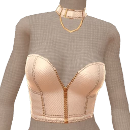 Drop Science White And Gold Denim Zip Top