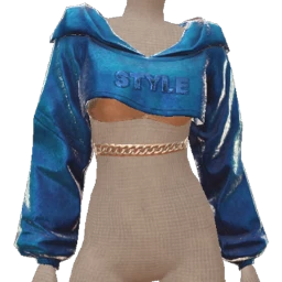 Drop Science Style Metallic Blue Cropped Hoodie