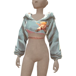 Yume Metallic Bear Cropped Hoodie