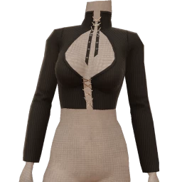 Drop Science Black Ribbed Corset Polo Neck