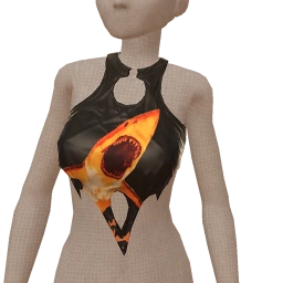 Drop Science Black And Orange Shark Crop Top