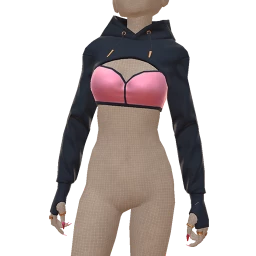 Drop Science Cropped Hoodie With Metallic Pink Bra