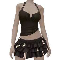 Drop Science Casual Black Cotton Skirt And Top Co-Ord