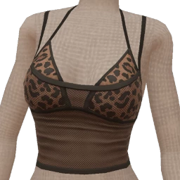 Drop Science Black Mesh Tank With Leopard Print Bra