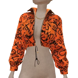 Drop Science Deep Orange Graffiti Print Cropped Jacket