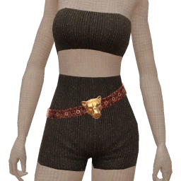 Drop Science Black Leggings Set With Red Leopard Belt