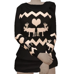 Cosmos Black Long Sleeve Patterned Sweater