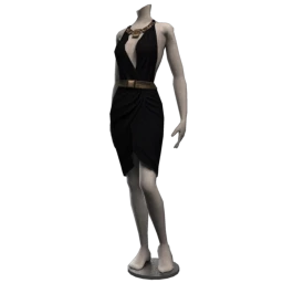 Silk Plunge Wrap Dress - Black