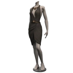 Silk Plunge Wrap Dress - Stone