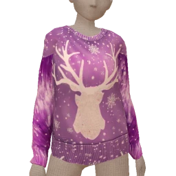 USAesthetics Fur Sleeved Purple Reindeer Jumper