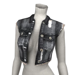 Foal Cropped Denim Waistcoat - Black