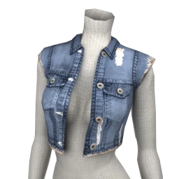 Foal Cropped Denim Waistcoat - Blue