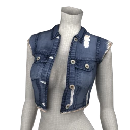 Foal Cropped Denim Waistcoat - Marine Blue