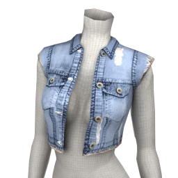 Foal Cropped Denim Waistcoat - Sky Blue