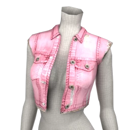 Foal Cropped Denim Waistcoat - Pink