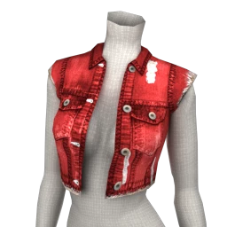 Foal Cropped Denim Waistcoat - Red