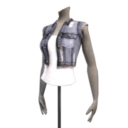 Foal Cropped Denim Waistcoat with Vest Top