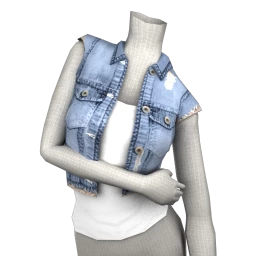 Foal Cropped Denim Waistcoat with Vest Top - Sky Blue