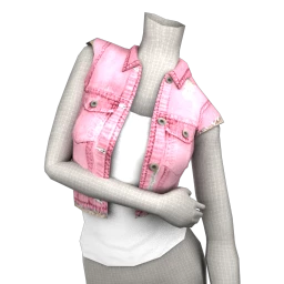 Foal Cropped Denim Waistcoat with Vest Top - Pink