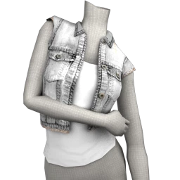 Foal Cropped Denim Waistcoat with Vest Top - White