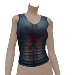 Delirious Red Ripped Denim Zombie Top