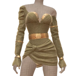 Foal Olive Green Knitted Dress With Gold Belt