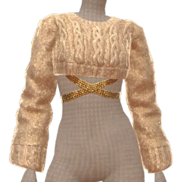 Foal Crossed Straps Beige Knit Cropped Sweater