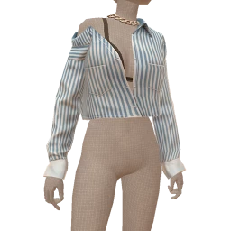 Front Row Pinstripe Off Shoulder Shirt