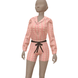 Front Row Plaid Bow Pyjama Set