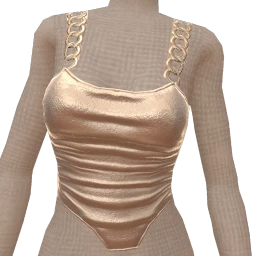 Front Row Silver Ruched Chain Leotard Top