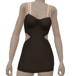 Front Row Black Cut-Out Chain Mini Dress