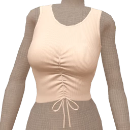 Front Row White Ribbed Ruched Racer Top