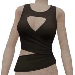 Front Row Black Asymmetric Cut-Out Top