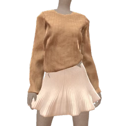 Front Row Cream Knit And White Skirt Outfit