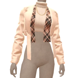 Front Row Cream Plaid Chic Crop Jacket