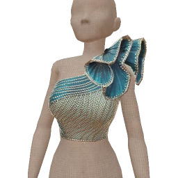 Front Row Azure Petal Crop Top