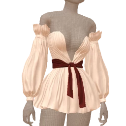 Front Row Floaty White Chiffon Dress With Red Bow