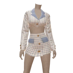 Front Row Checkered White And Blue Outfit