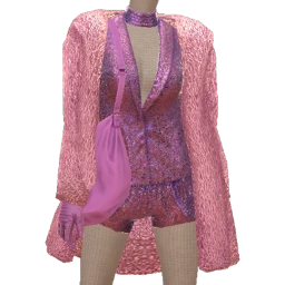 Front Row Purple Glitter Suit & Fur Coat