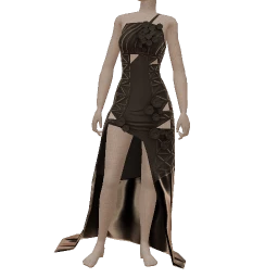 Front Row Black Leather And Silk Floral Appliqué Dress